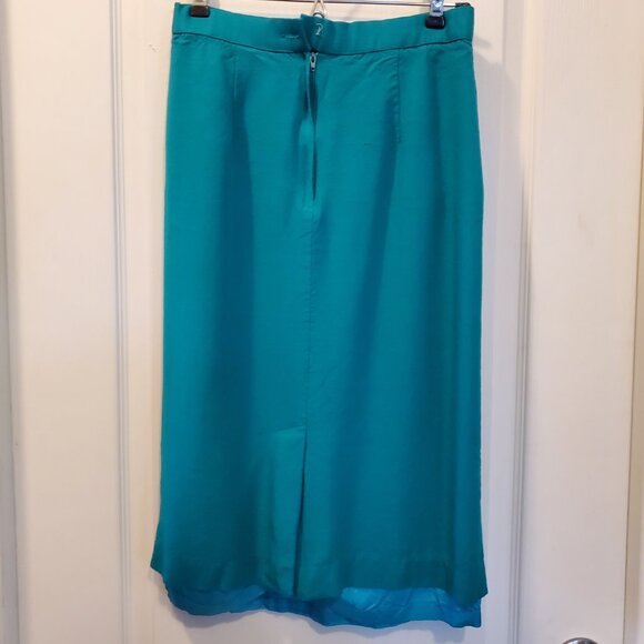 VTG Jacqueline Ferrar Teal Suit Set | Shrunk | Gold Button Blazer & Pencil skirt - Picture 13 of 16
